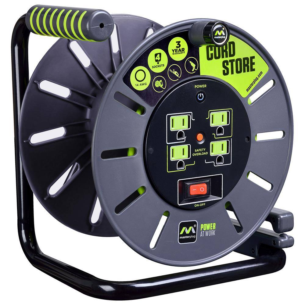 Masterplug 3 ft. 143 Extension Reel with 4-Outlets OMA031114G4SL-US