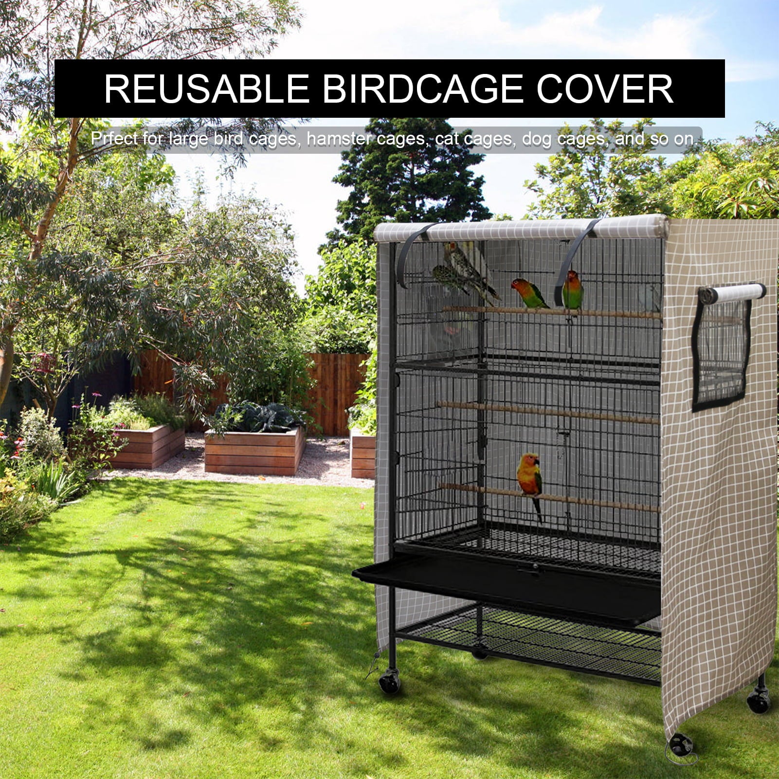 Birdcage Cover Night Birdcage Cover Sleep Helper for Brid Cage with Window Drawstring Bird Cage Waterproof Windshield Dust-proof Parrot Cage Cover Breathable Washable Birds Cage Seed Catcher