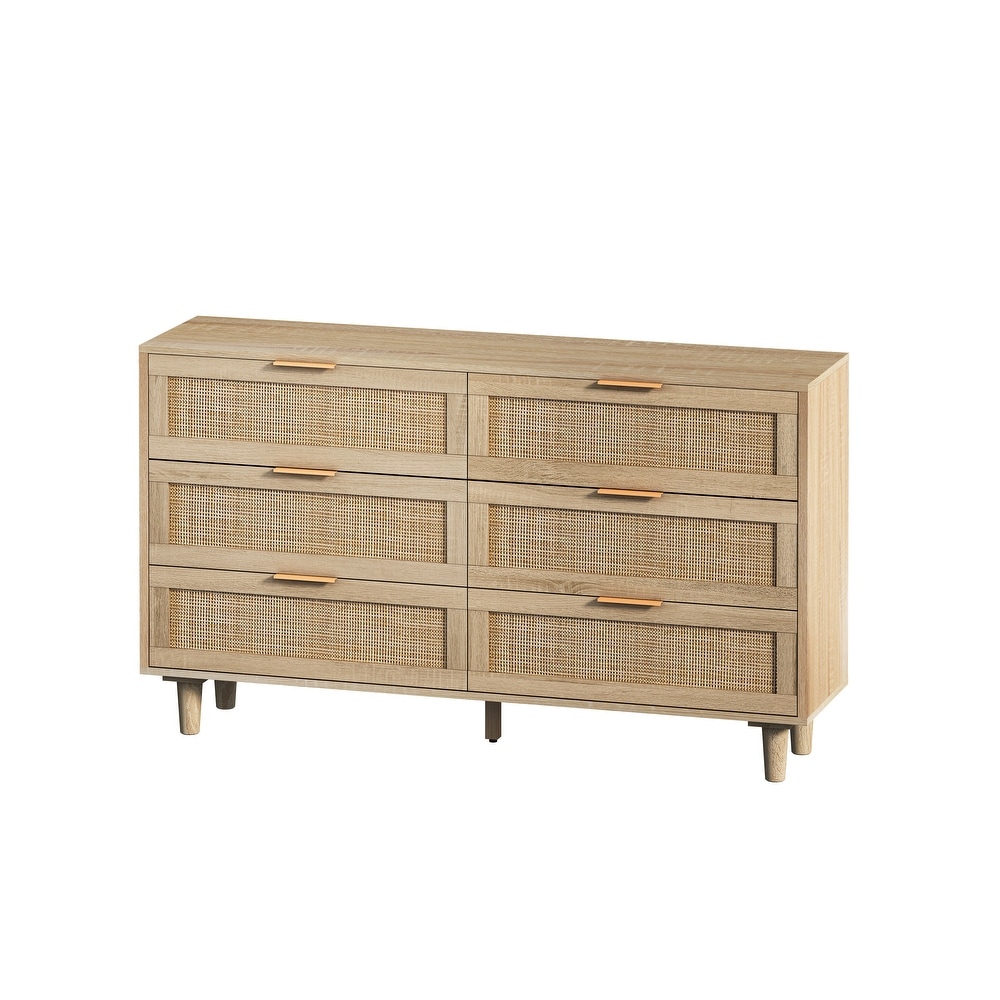 Rattan Storage Buffet Cabinet with 6 Drawers