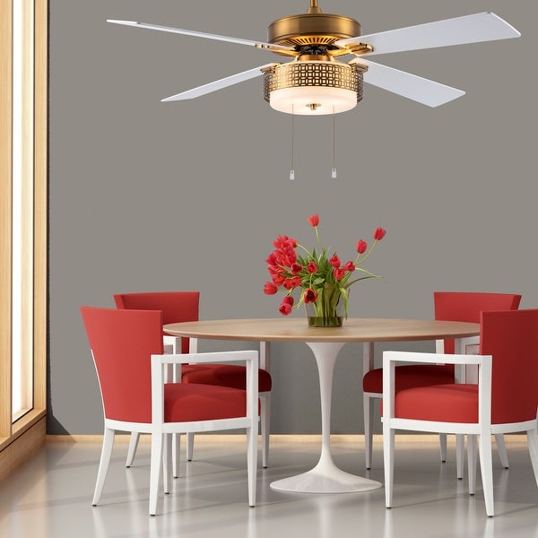 Dinah River of Goods Brass and Glass 52-Inch Ceiling Fan with Light - 52