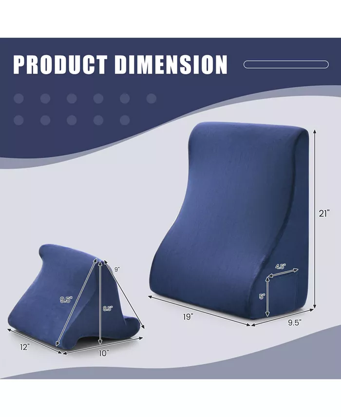 Costway Bed Wedge Pillow with Tablet Pillow Stand Side Pockets Support for Back