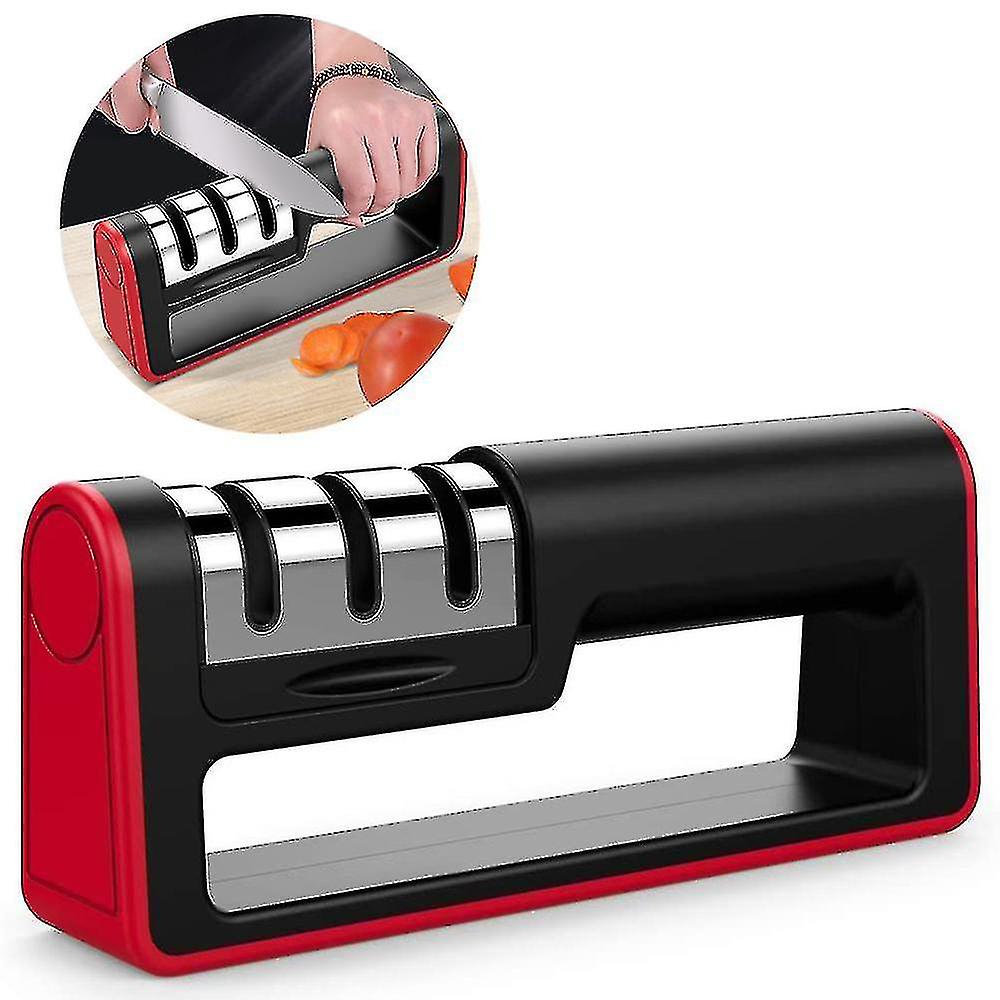 Kitchen Knife Sharpener， 3-stage Chef Knife Sharpener To Restore Non-serrated Knife Blades Quickly， Safely， And Easy To Use For Kitchen， Camping and Hik