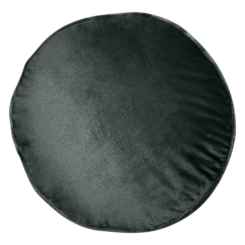 Edie At Home Velvet Round Decorative Throw Pillow  Black