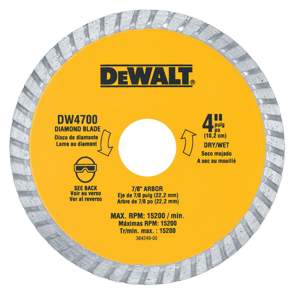 DEWALT 4-in XP Masonry Cutting Turbo Diamond Blade DW4700 from DEWALT