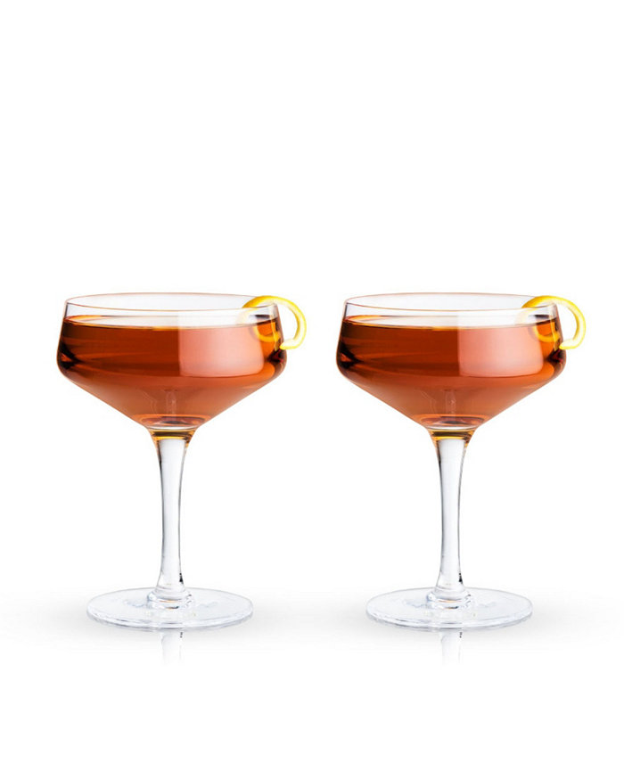 Viski Raye Angled Crystal Coupe Glasses Set of 2 7 Oz