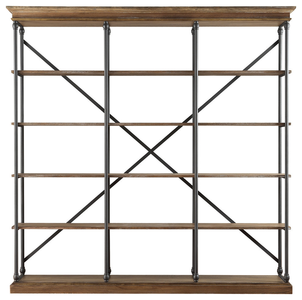 Eleanor Cornice 5 Shelf Bookcase   Industrial   Bookcases   by Inspire Q  Houzz