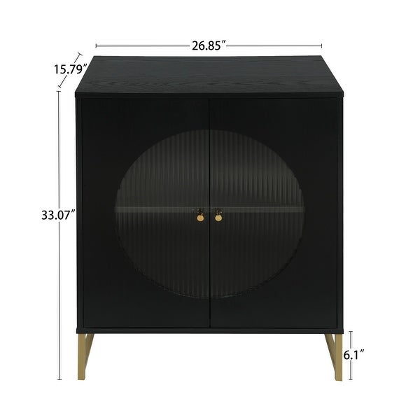 Black Storage Cabinet with Glass Door， Sideboard Buffet Cabinet for Kitchen，Dining Room