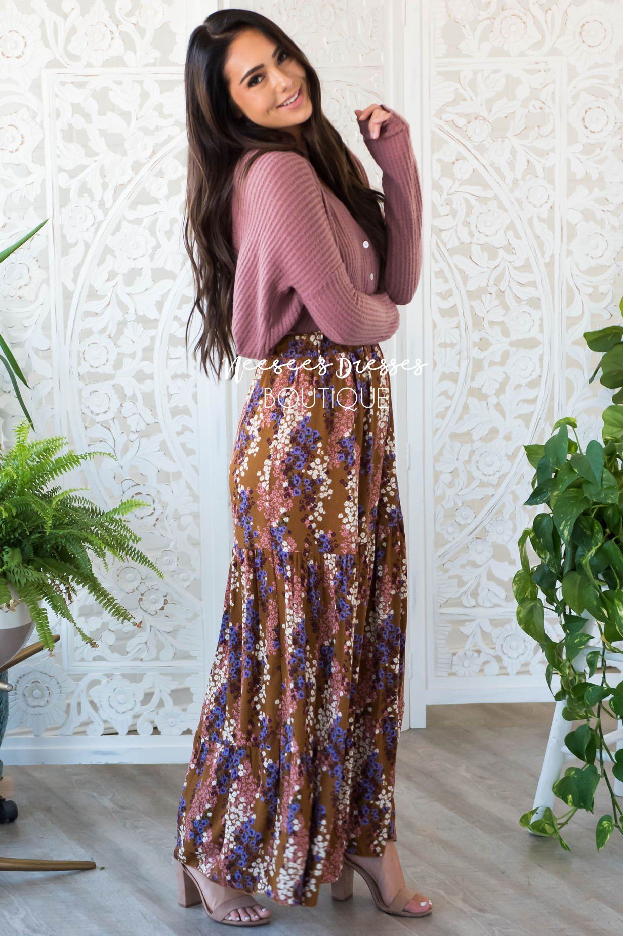 Flower Medley Tier Maxi Skirt