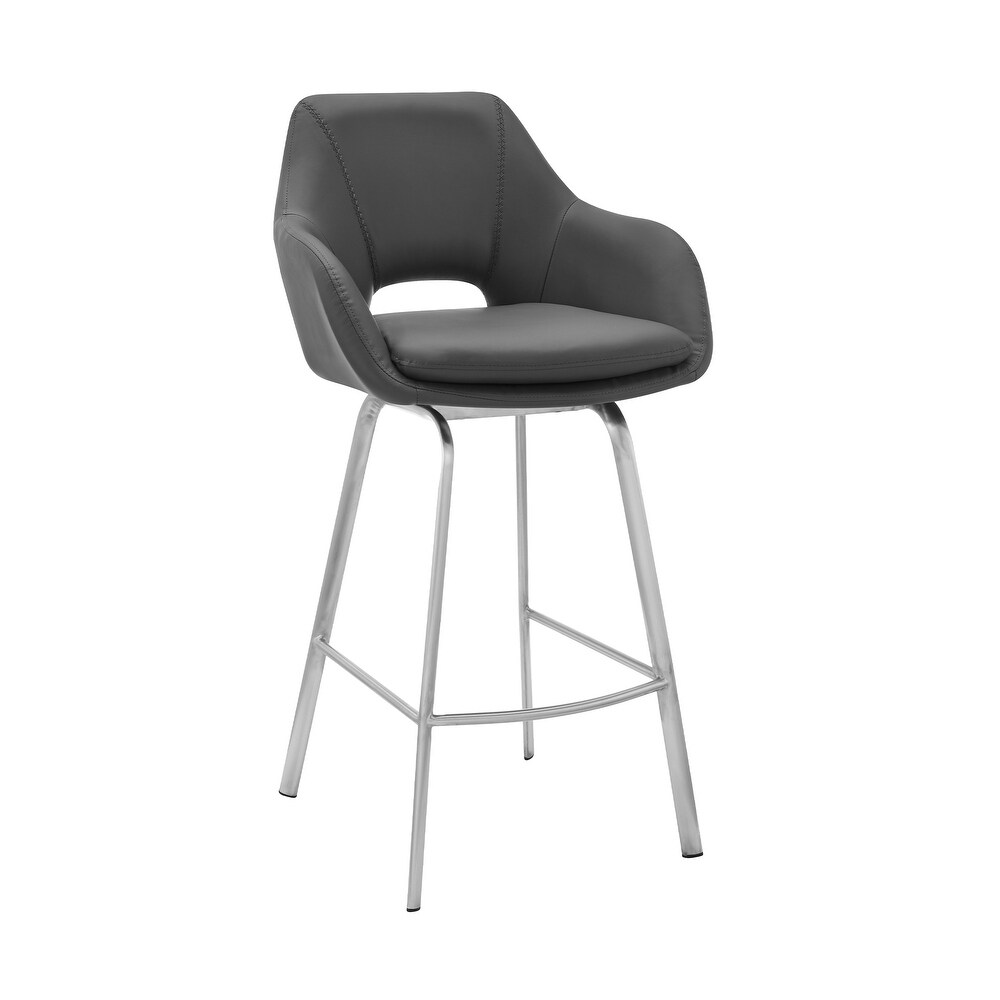 Aura Faux Leather and Metal Bar Stool