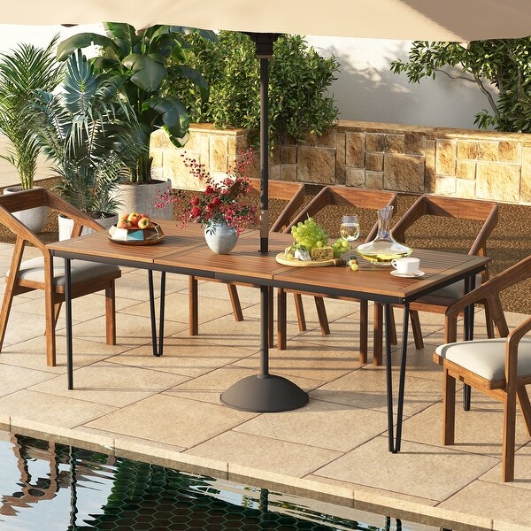 79 Inch 8Person Outdoor Dining Table with 1.9 Inch Umbrella Hole