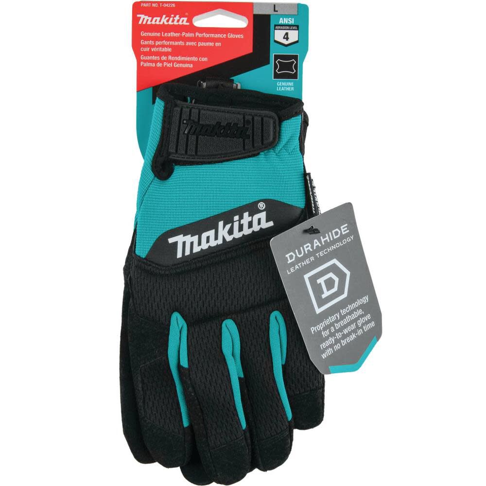 Makita Performance Gloves Genuine Leather Palm Large T-04226 from Makita