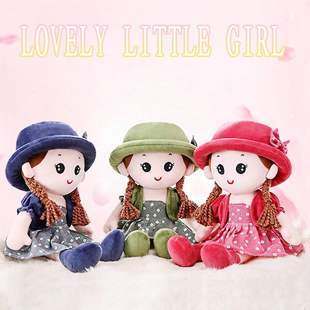 Plush Doll Costume Girl Birthday Gift Cute Princess Doll Floral Skirt Bow Hat Set Navy Clothes Hat 35cm