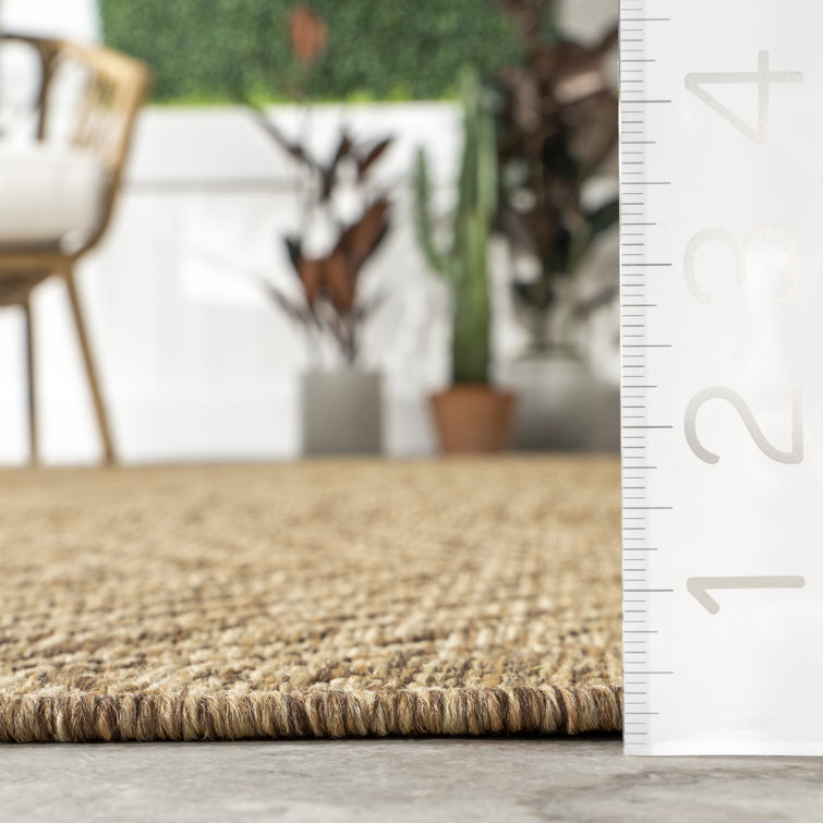 Kendall Geometric Indoor / Outdoor Patio Area Rug in Tan