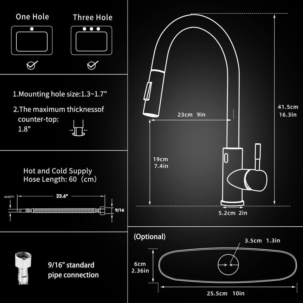 Fapully Single-Handle Pull-Down Sprayer Kitchen Faucet with Touchless Sensor in Matte Black FA-IS1017B