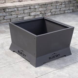 BLUE SKY OUTDOOR LIVING The Mammoth 28 in. x 18 in. Square Steel Wood Patio Smokeless Fire Pit SFP28SQ-B