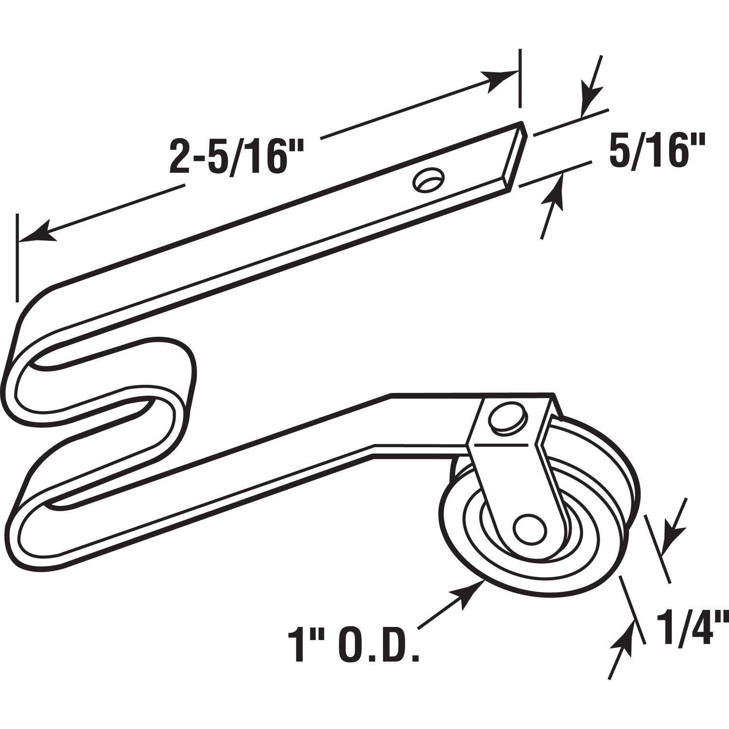 Prime-Line 1 in. D X 1/4 in. L Mill Steel Spring Tension Roller Assembly 2 pk