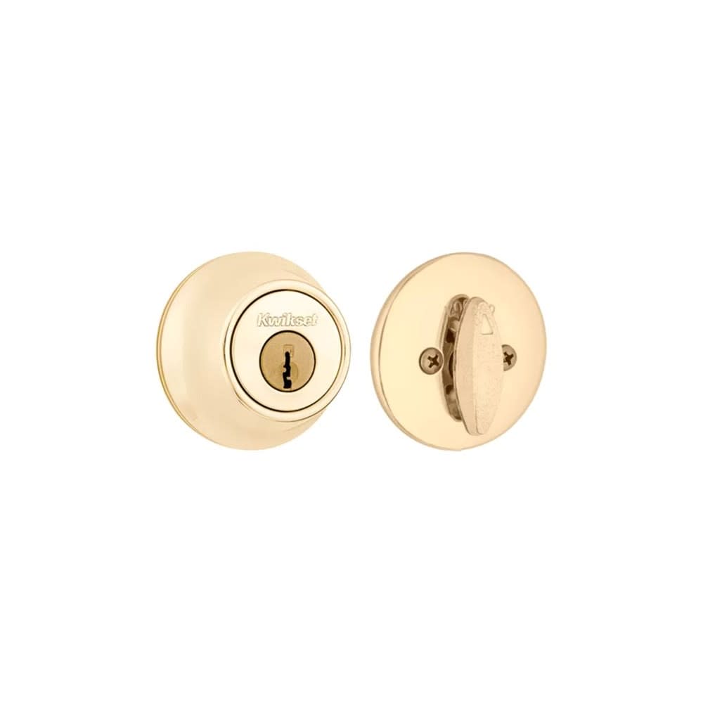 Polished Brass Single Cylinder Deadbolt with Pin and Tumbler ;