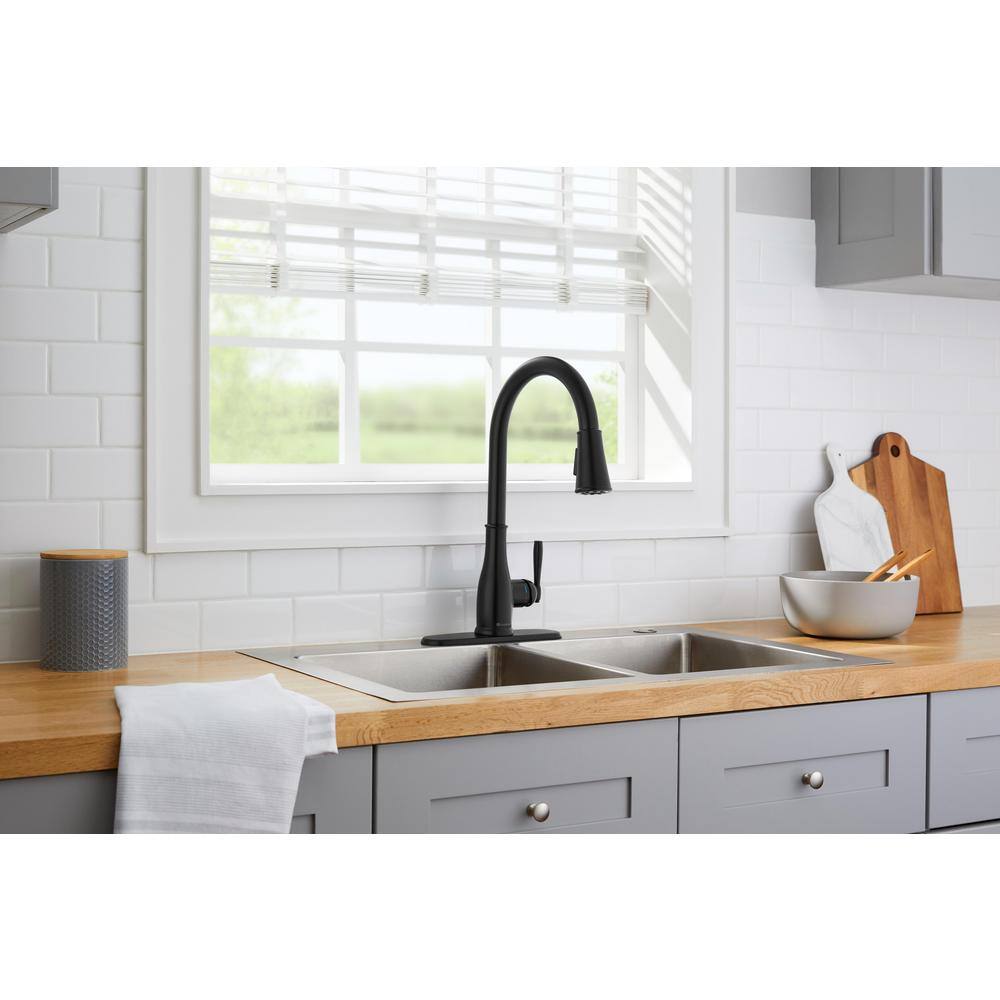 Glacier Bay Halwin Single-Handle Pull-Down Sprayer Kitchen Faucet in Matte Black HD67726W-2010H