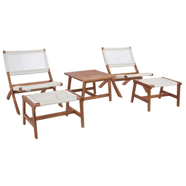 SAFAVIEH Casella Acacia/ Rope Outdoor Chair and Table Set