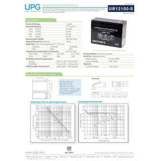 UPG 12-Volt 10 Ah F2 Terminal Sealed Lead Acid (SLA) AGM Rechargeable Battery UB12100-S