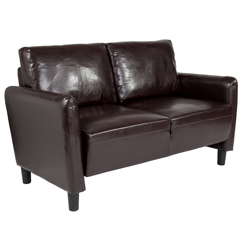 Flash Furniture Candler Park Faux Leather Loveseat Couch