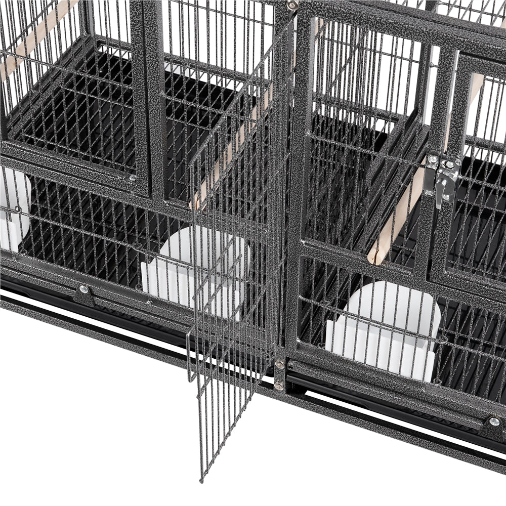 Topeakmart 21''H Stackable Divided Breeder Cage Wide Birdcage， Black