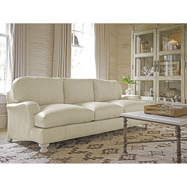 Ocean Breeze White Gilmore Leather Arm Sofa