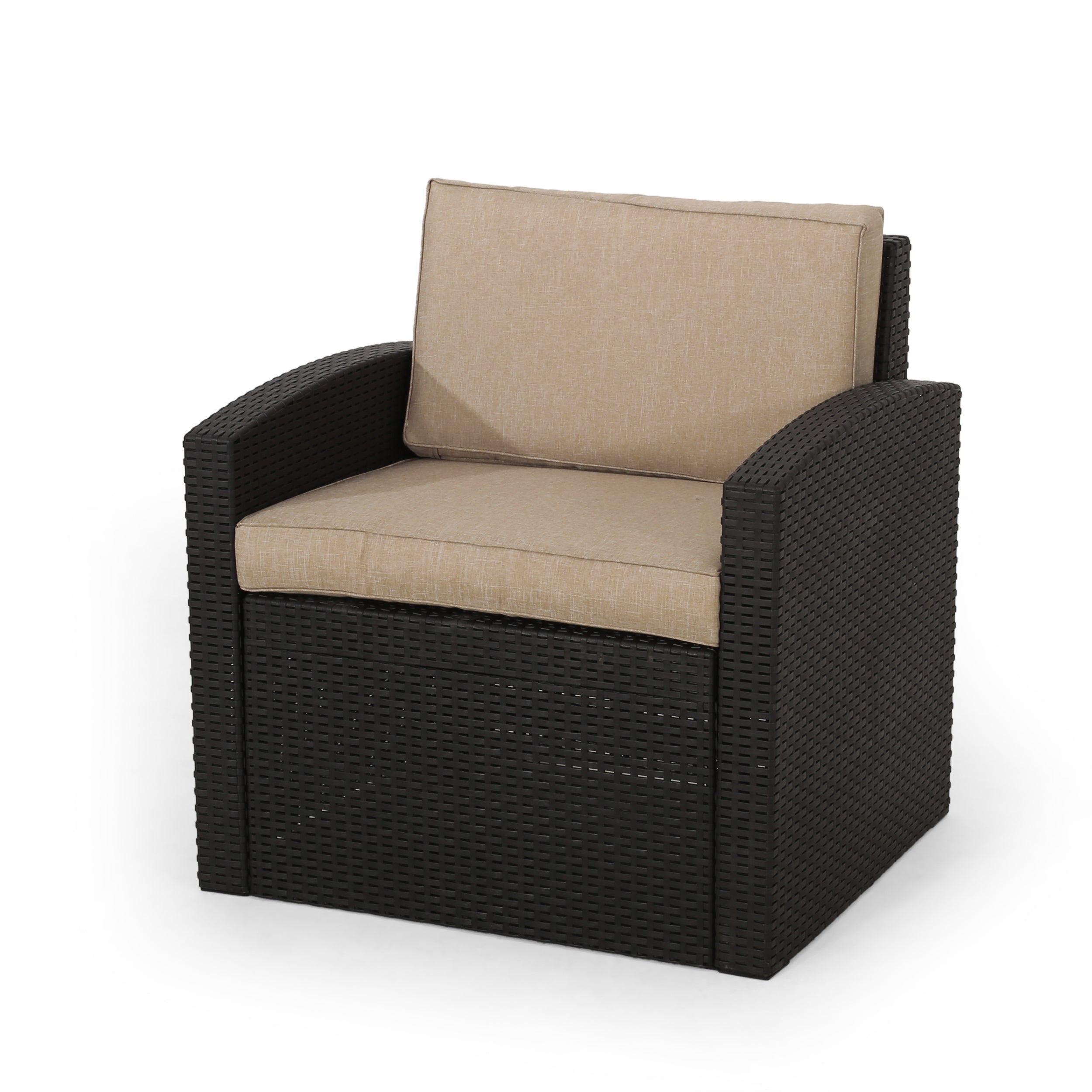 Kyara Outdoor Faux Wicker Club Chairs with Cushions (Set of 2)