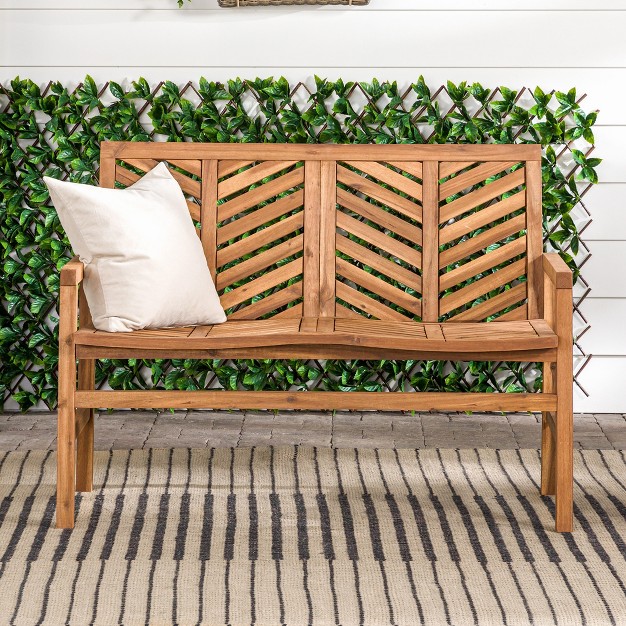 Slatted Chevron Acacia Wood Patio Loveseat Saracina Home