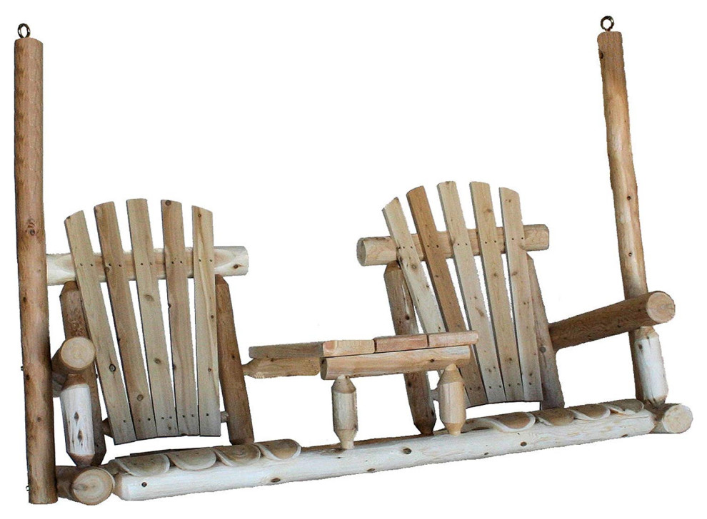 Lakeland Mills Cf500 A Frame Swing Mount With Cf1009 Tete A Tete Porch Swing   Rustic   Porch Swings   by Virventures  Houzz