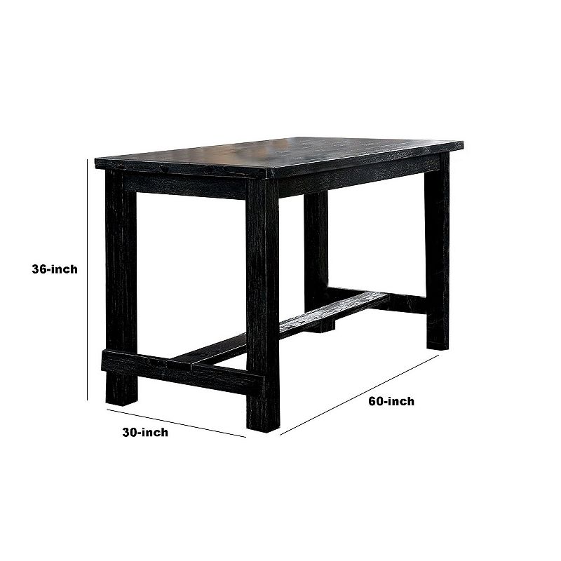 Rectangular Counter Height Table with Block Legs， Antique Black