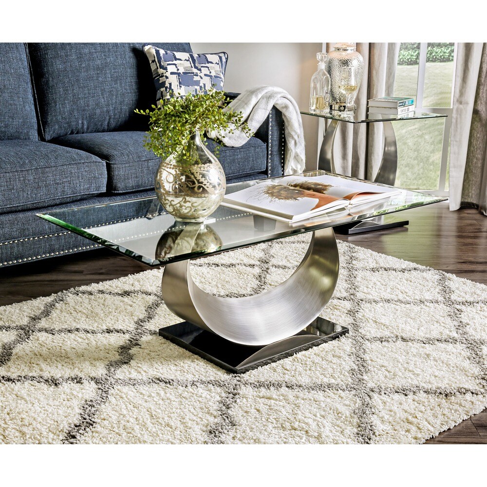 Heer Contemporary Silver 48 inch Metal 3 Piece Accent Table Set by Furniture of America