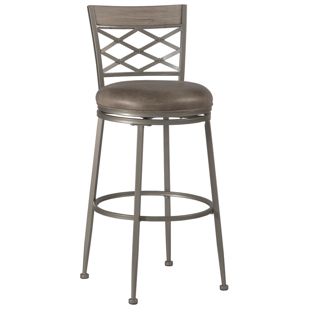 Hillsdale Furniture Hutchinson Pewter Metal Counter Height Swivel Stool   41.5H x 18W x 20DSeat Height: 26H