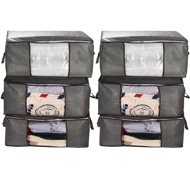 Silvon Storage Organizer For Folded Clothes And Winter Blankets Gray