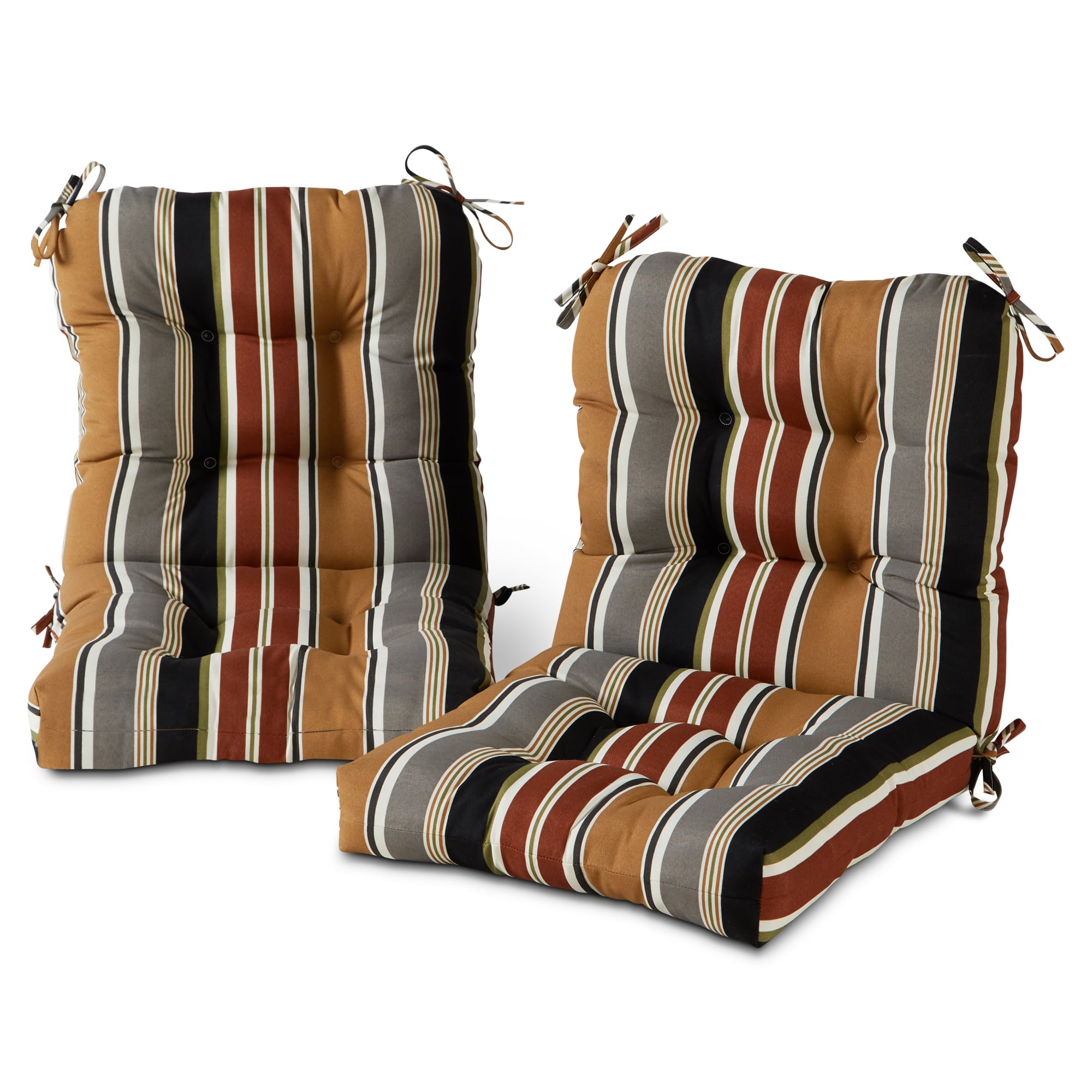 Brick Stripe 42 x 21 in. Outdoor Tufted Chair Cushion (set of 2) by Greendale Home Fashions