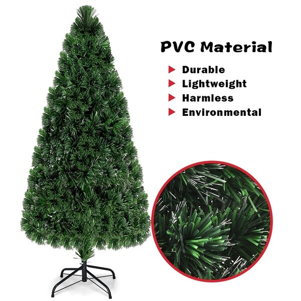 6' Fiber Optic Artificial PVC Christmas Tree w/ Plastic Stand