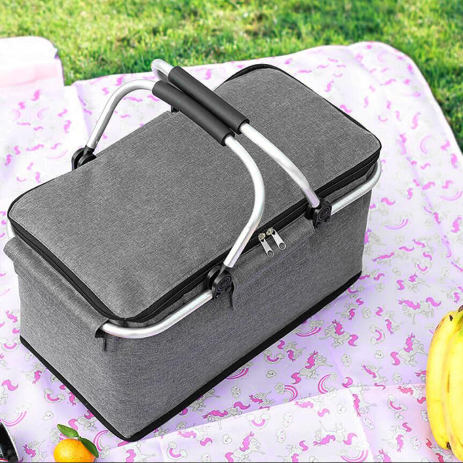 Insulated Picnic Basket for Adult Folding Container Store 42x23x23cm