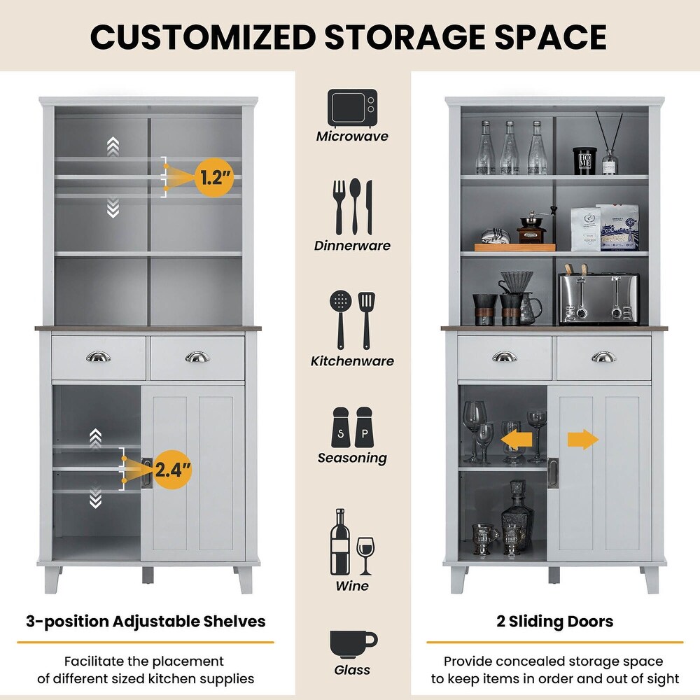 Gymax Freestanding Buffet Hutch Kitchen Pantry Storage Cabinet w/