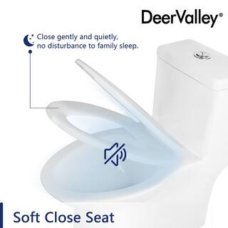 DEERVALLEY Symmetry 1-Piece 1.11.6 GPF Dual Flush Elongated Toilet in White with Map Flush 1000g Soft Closed Seat Included DV-1F52508