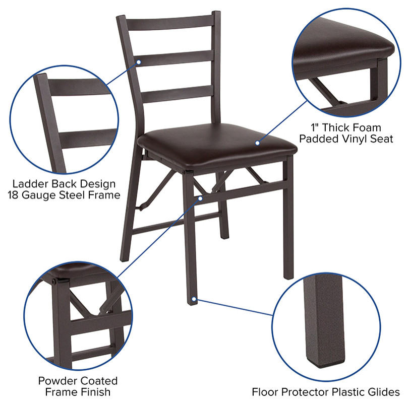 Brown Ladderback Folding Chair   Transitional   Dining Chairs   by Homesquare  Houzz