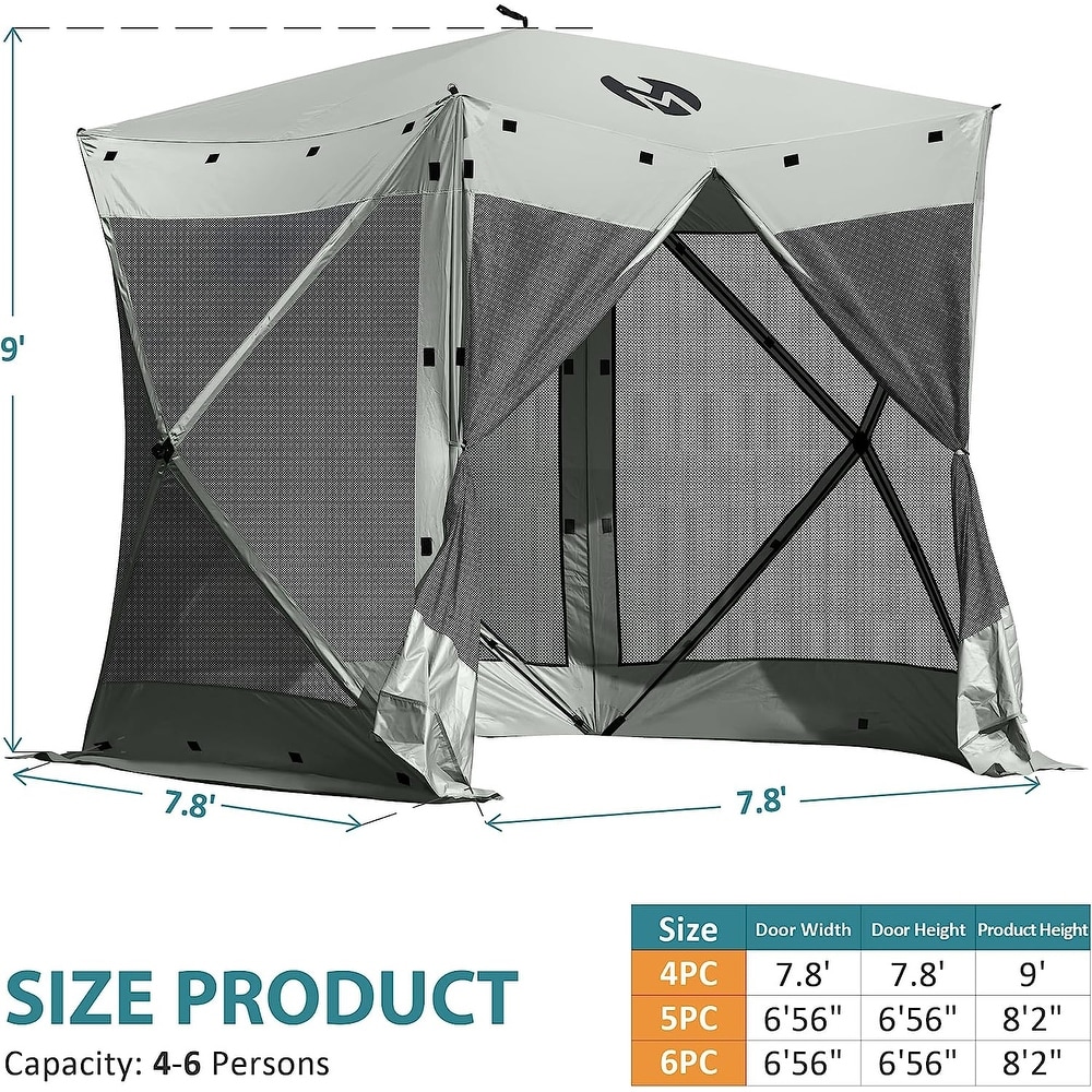 Exacme Portable Gazebo Pop up Tent for Camping  Outdoor Four Sides Pop up Clam Screen Tent with Canopy Shelter  1024 4PC