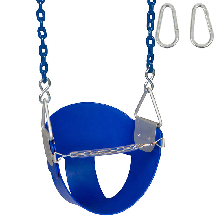 Swing Set Stuff Inc. Highback Half Bucket with 8.5 Ft. Coated Chains (Blue)