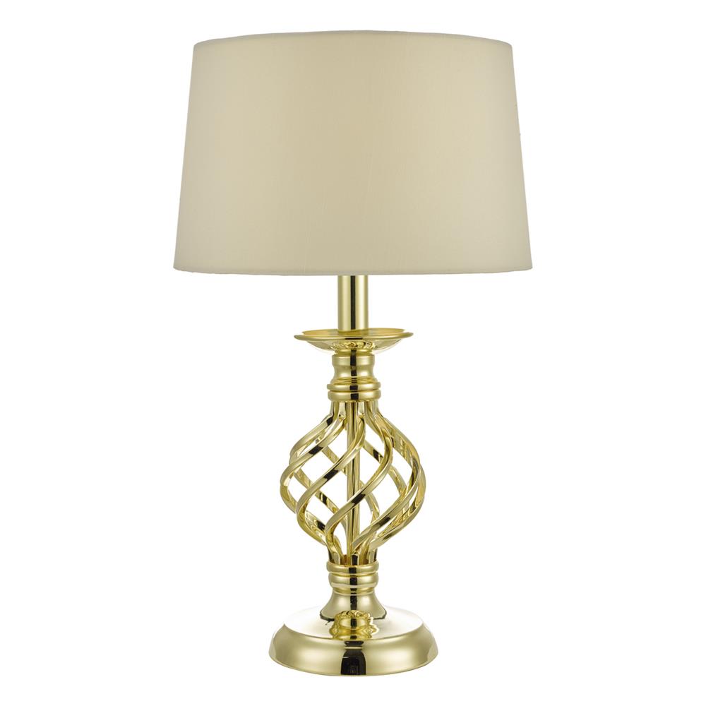 DAR IFF4135 Iffley Polished Gold Twist Base Touch Table Lamp with Cream Shade 43cm