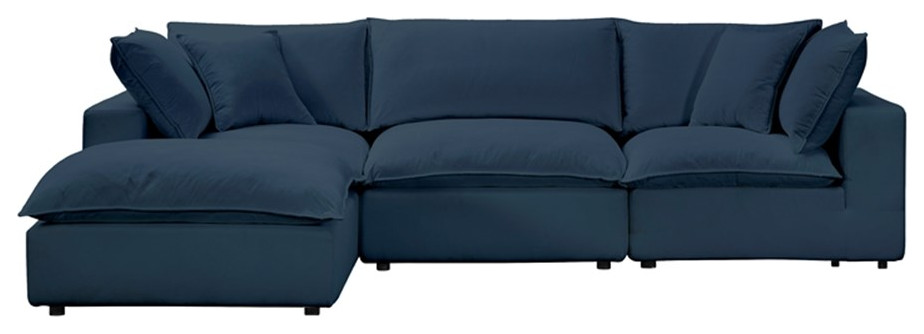 Pemberly Row Modern Navy Modular 4 Piece Upholstered Sectional   Contemporary   Sectional Sofas   by Homesquare  Houzz