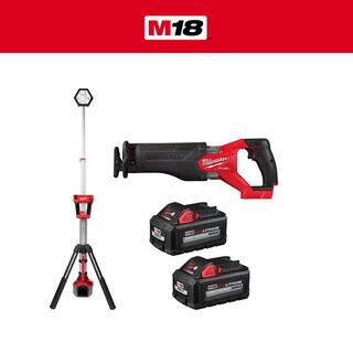 MW M18 FUEL GEN-2 18-Volt Lithium-Ion Brushless Cordless SAWZALL wTower Light Two 6 Ah HO Batteries 2821-20-2131-20-48-11-1862