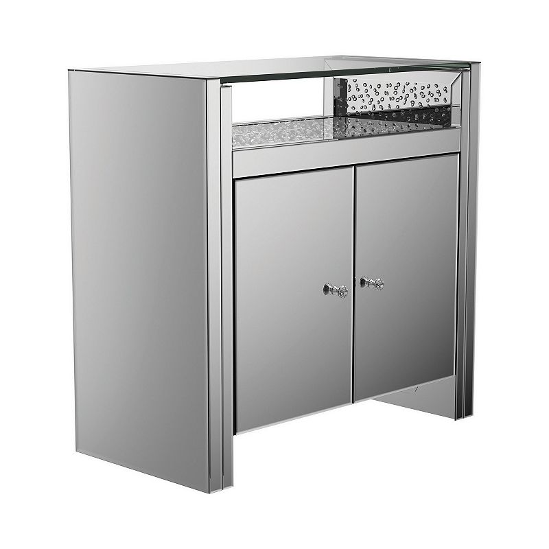 Regi 32 Inch Modern Mirrored Sideboard Buffet Console Cabinet， Silver