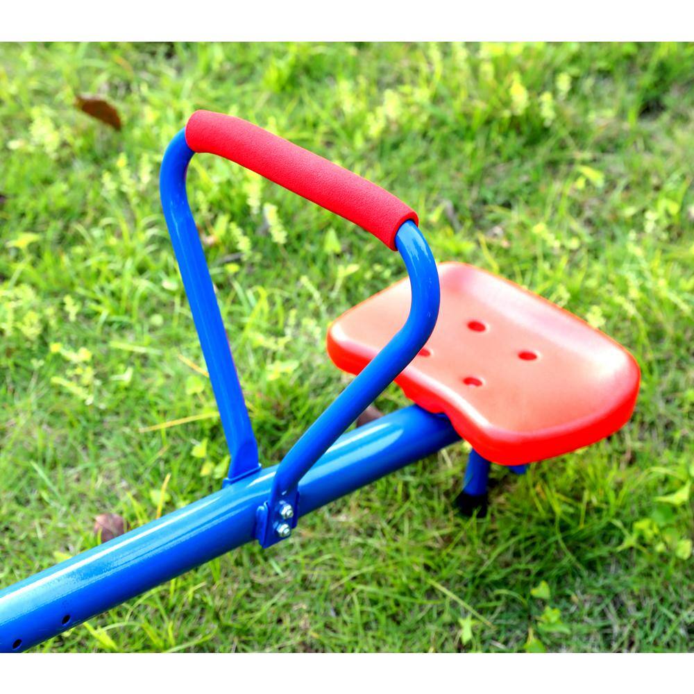 PLAYBERG Outdoor Red and Blue Metal Rotating Seesaw QI003377