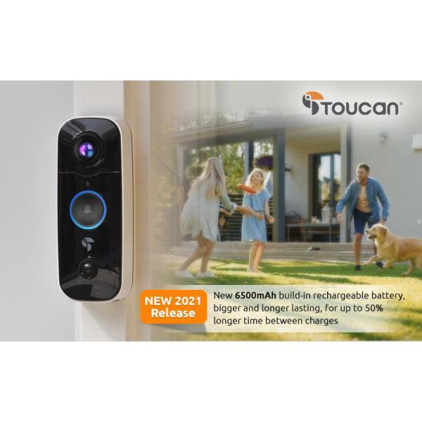 Toucan 1-Channel 1080p HD 180-Degree with Wi-Fi and 2-Way Communication Wireless Video Doorbell Camera TVD200WU