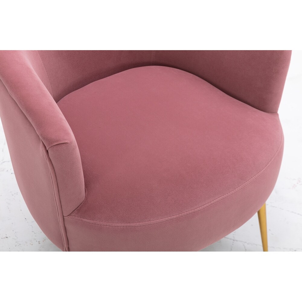 Velvet Accent Barrel Chair for Living Room Modern Bedroom Armchair with Golden Metal Legs  Leisure Accent Tub Chairs with Back