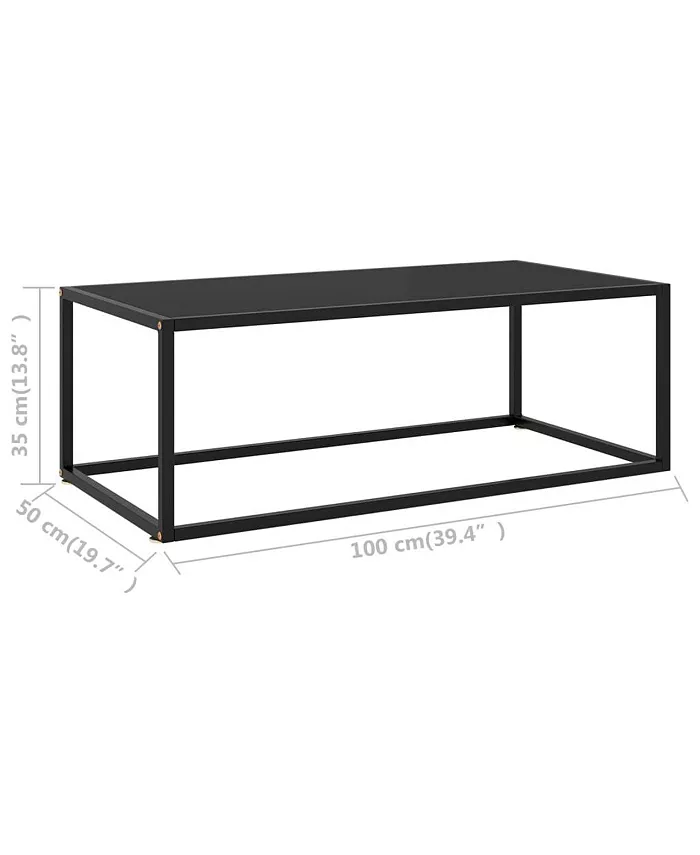 vidaXL Coffee Table Black with Black Glass 39.4x19.7x13.8